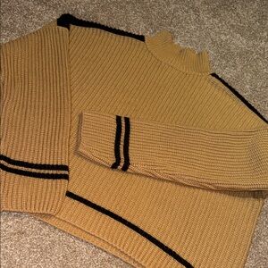 Tan Sweater with Black Stripes M
